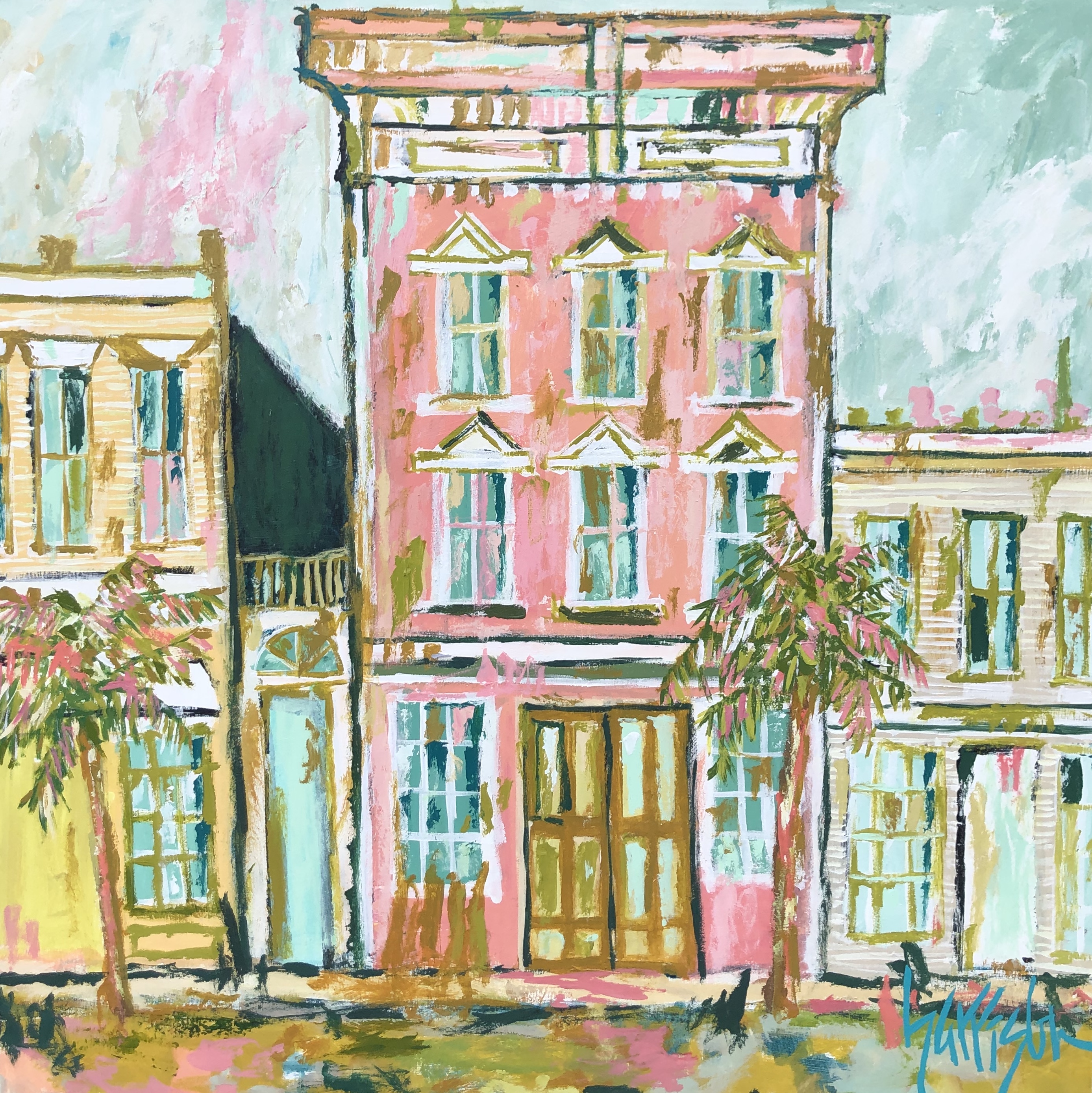 UNDER THE PALMS ON KING 40x40